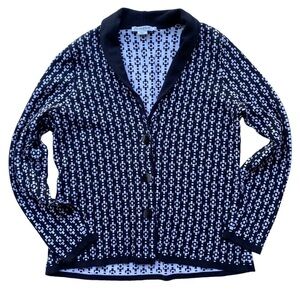 Pendleton Cardigan Sweater Womens Size Large Black White Geometric Cotton